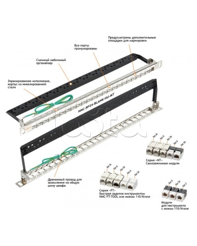 Патч-панель 19, 0.5U, 24xKeystone UTP/STP NIKOMAX (NMC-RP24-BLANK-HU-MT) в Абакане Патч панель Pintop.ru