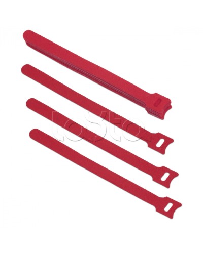 Хомут для кабеля, липучка с мягкой застежкой, 180x14 мм, красный (10 шт.) Cabeus CLAMP-180-RD в Абакане Стяжки-хомуты Pintop.ru