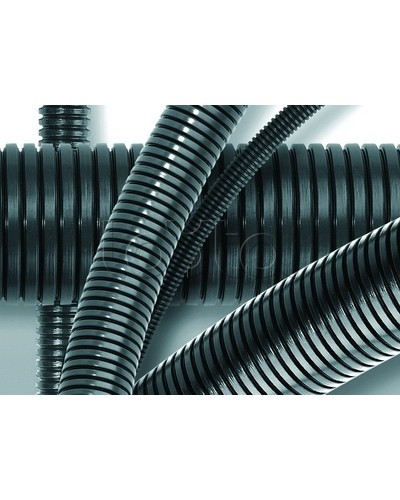 Труба ПА 6 гофр. DN48мм, ПВ-0, Dвн 47,4 мм, Dнар 54,5 мм, цвет тёмно-серый, без протяжки DKC PA604855F0 в Абакане Гладкая труба Pintop.ru