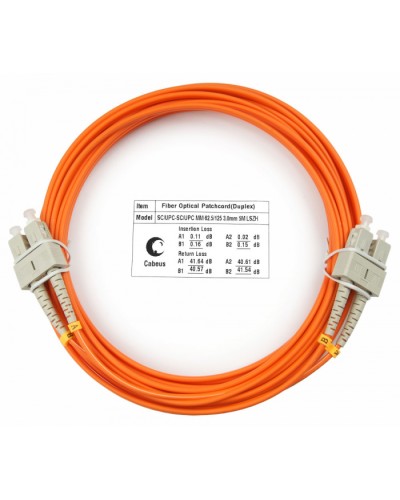 Шнур оптический duplex SC-SC 62,5/125 mm 5м LSZH Cabeus FOP-62-SC-SC-5m в Абакане Патч-корды оптические Pintop.ru