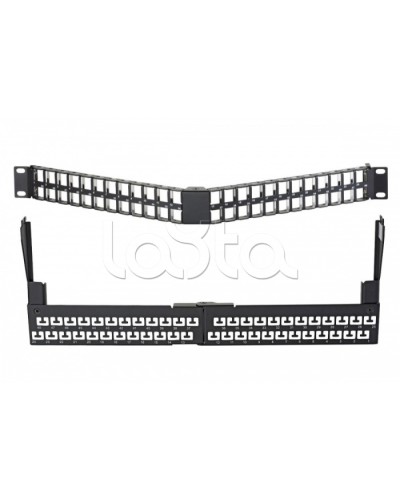 Коммутационная угловая панель 19” наборная, FTP, 1U, 48 портов, черный Eurolan (27A-00-48-01BL) в Абакане Патч панель Pintop.ru