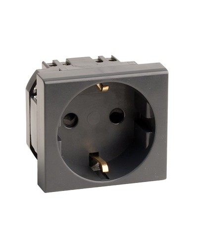 Розетка силовая 2Р+Е, со шторками, «Viva», 2 мод., цвет черный DKC (45205) в Абакане Аксессуары для кабель-канала Pintop.ru