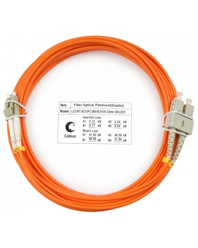 Шнур оптический duplex LC-SC 62,5/125 mm 5м LSZH Cabeus FOP-62-LC-SC-5m в Абакане Патч-корды оптические Pintop.ru