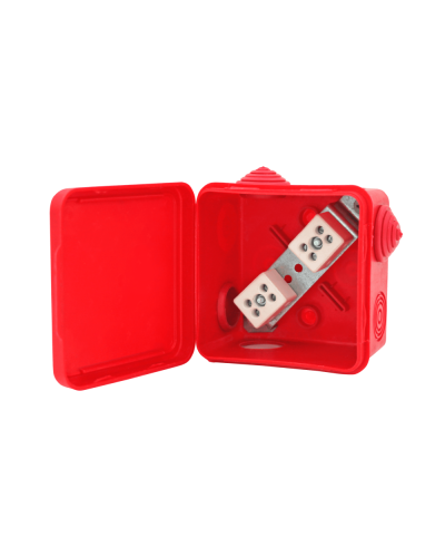 Коробка распределительная огнестойкая КРОПС-П1, IP54, габаритные размеры 100х100х50 мм, для кабелей сечением до 4 мм2, 2 клеммы КМ-Профиль (FRJB-KM-P1-4-02-КРОПС-IP54) в Абакане Распределительные коробки Pintop.ru