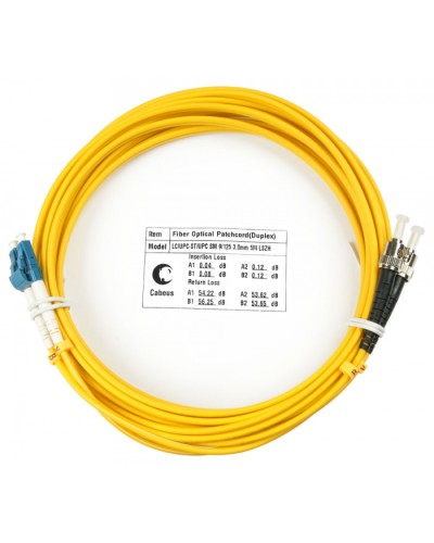 Шнур оптический duplex LC-ST 9/125 sm 5м LSZH Cabeus FOP(d)-9-LC-ST-5m в Абакане Патч-корды оптические Pintop.ru