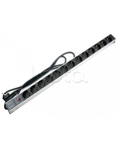 Блок евророзеток для 19 шкафов, 13 розеток, фильтр, 16 A Cabeus PDU-13P-F-2EU в Абакане Блоки розеток Pintop.ru