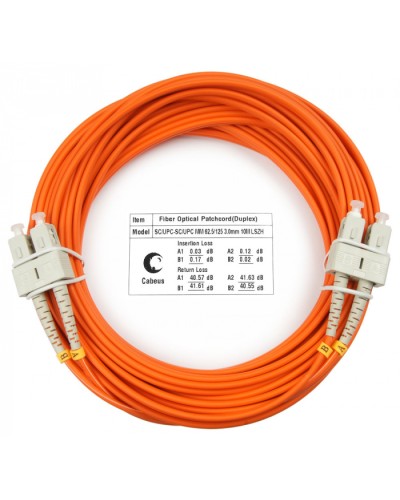 Шнур оптический duplex SC-SC 62,5/125 mm 10м LSZH Cabeus FOP-62-SC-SC-10m в Абакане Патч-корды оптические Pintop.ru