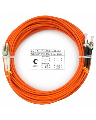 Шнур оптический duplex LC-ST 62,5/125 mm 20м LSZH Cabeus FOP-62-LC-ST-20m в Абакане Патч-корды оптические Pintop.ru