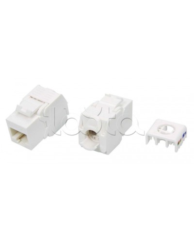 Вставка Keystone Jack RJ-45(8P8C) Hyperline KJ8-8P8C-C5e-180-TLS-WH в Абакане Модули Keystone Pintop.ru