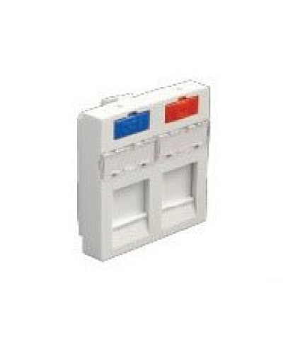 Лицевая панель (накладка) информационной розетки, 45х45 мм, 2 входа Экопласт (87002) в Абакане Розетки компьютерные и телефонные Pintop.ru