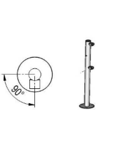Стойка ограждения с отверстием под фиксатор L-образная, 2 муфты справа Oxgard Стойка ограждения с отверстием под фиксатор L-образная, 2 муфты справа (ВЗР 1996.09.62) в Абакане Ограждения Pintop.ru