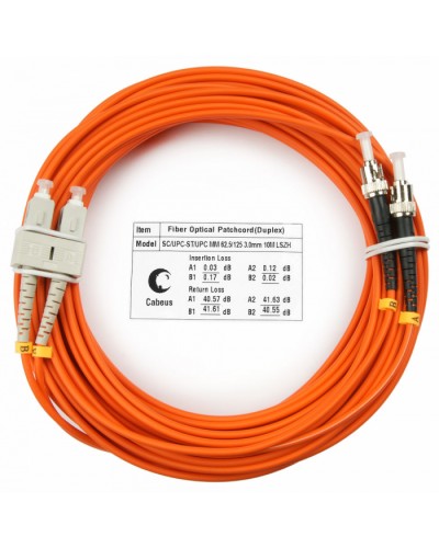 Шнур оптический duplex SC-ST 62,5/125 mm 15м LSZH Cabeus FOP-62-SC-ST-15m в Абакане Патч-корды оптические Pintop.ru
