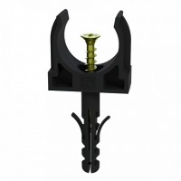 Крепеж-клипса с дюбелем и саморезом черная д20 (100шт/1200шт уп/кор) Промрукав (PR13.0220)